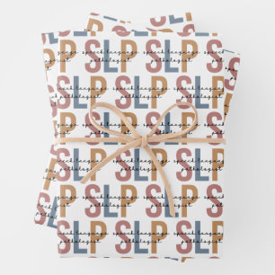 SLP Speech Language Pathologist Retro Pattern Wrapping Paper Sheet