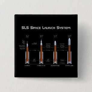 SLS Space Launch System 2 Inch Square Button