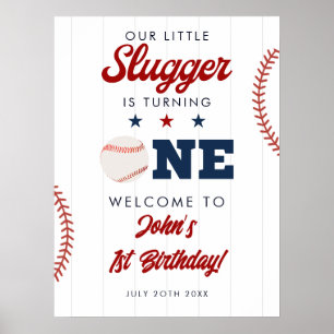Slugger Baseball 1st Birthday Welcome Sign