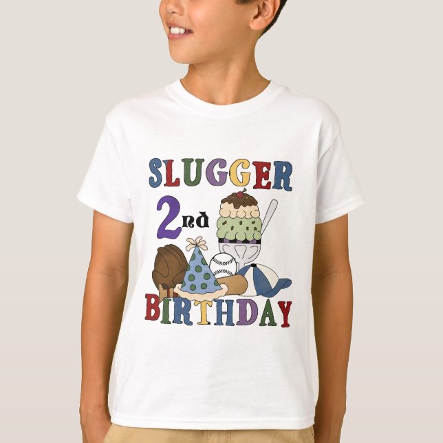 Slugger de baseball 2e Anniversaire t-shirts et ca (Devant)