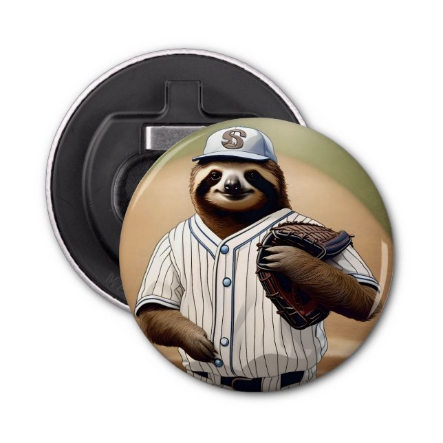 "Slugger Sloth: Slow and Steady at the Plate" Bottle Opener (Front)