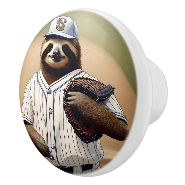 "Slugger Sloth: Slow and Steady at the Plate" Ceramic Knob (Right)