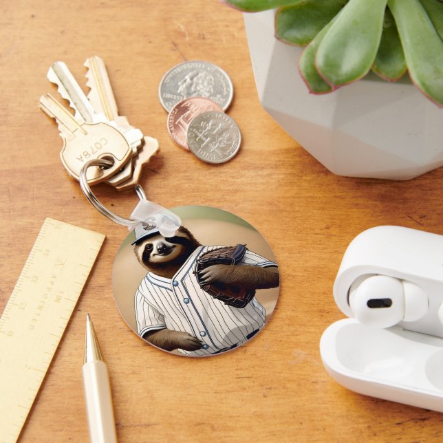 "Slugger Sloth: Slow and Steady at the Plate" Keychain (Desk)