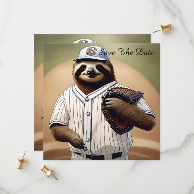 "Slugger Sloth: Slow and Steady at the Plate" Save The Date (Front/Back In Situ)