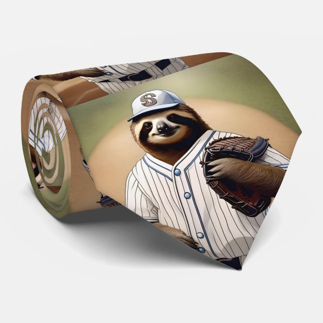 "Slugger Sloth: Slow and Steady at the Plate" Tie (Rolled)