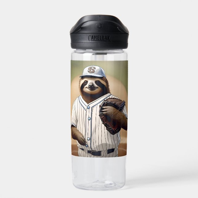 "Slugger Sloth: Slow and Steady at the Plate" Water Bottle (Back)