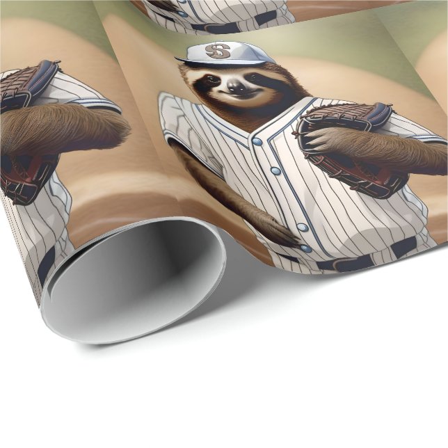 "Slugger Sloth: Slow and Steady at the Plate" Wrapping Paper (Roll Corner)
