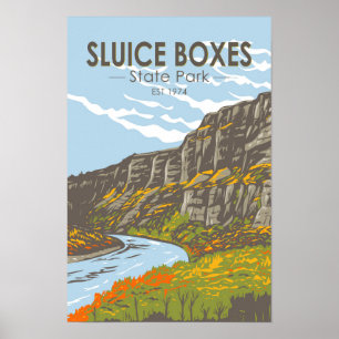 Sluice Boxes State Park Montana Vintage  Poster