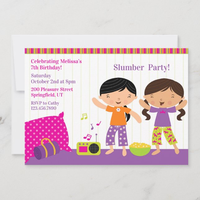 Slumber Birthday Party Flat Invitation (Front)