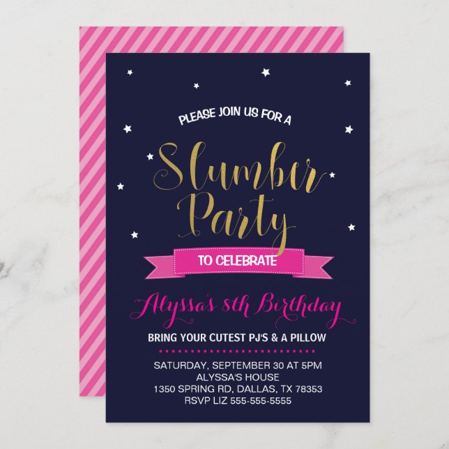 Slumber Birthday Party Invitation (Front/Back)