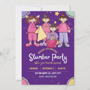 Slumber Birthday Party with Friends  Invitation