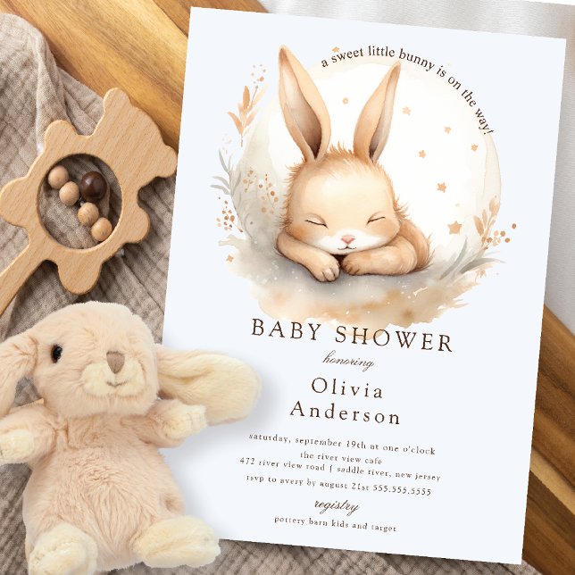 Slumber Bunny Boys Baby Shower  Invitation (Creator Uploaded)