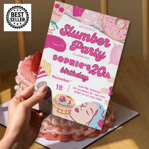 Slumber party 20th birthday invitation girls