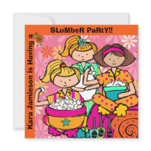 Slumber Party Birthday Customized Invites