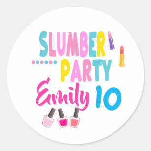 Slumber Party Birthday Girl Custom Sleepover Classic Round Sticker