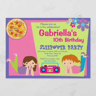 Slumber Party Fun Birthday Invitation