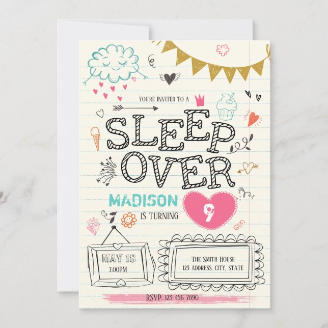 Slumber party invitation (Front)