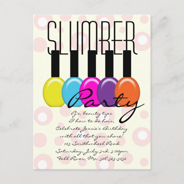 Slumber Party Invitation Postcard (Front)