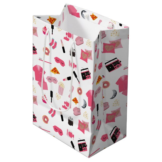 Slumber Party Pink Girl Kids Pattern Medium Gift Bag (Front Angled)