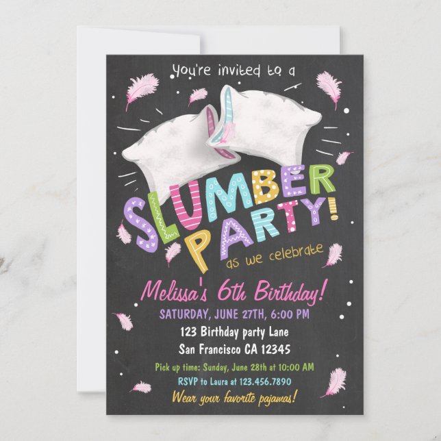 Slumber Party Pyjamas Sleepover Invitation (Front)