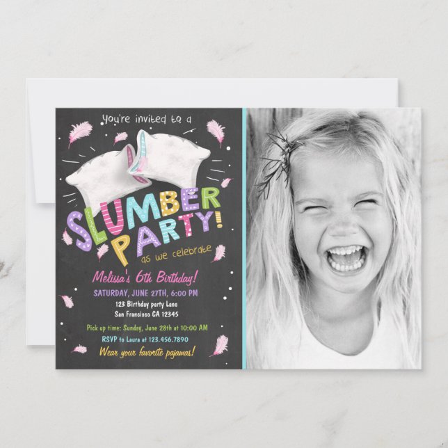 Slumber Party Pyjamas Sleepover Invitation (Front)
