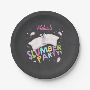 Slumber Party Pyjamas Sleepover Plates Pink