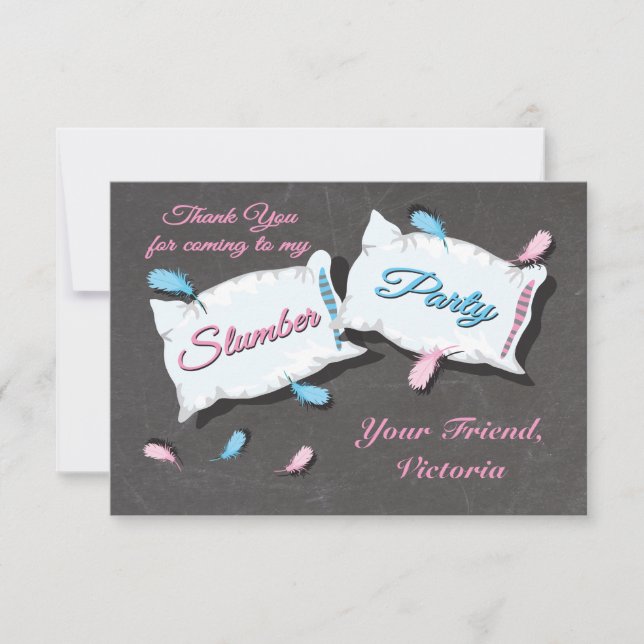 Slumber Party Sleep Over thank you note card (Front)