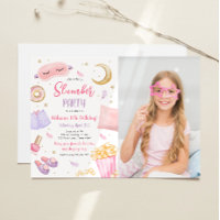 Slumber Party Sleepover Girl Spa Pink Birthday Inv
