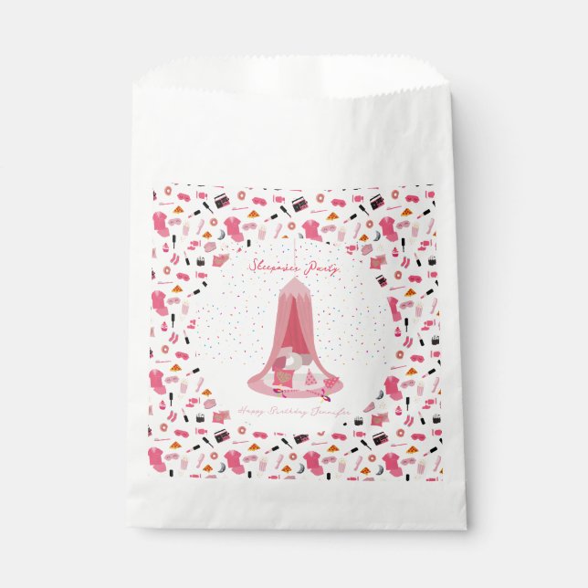 Slumber Party Sleepover Tent Kids Birthday Party Favour Bag (Front)