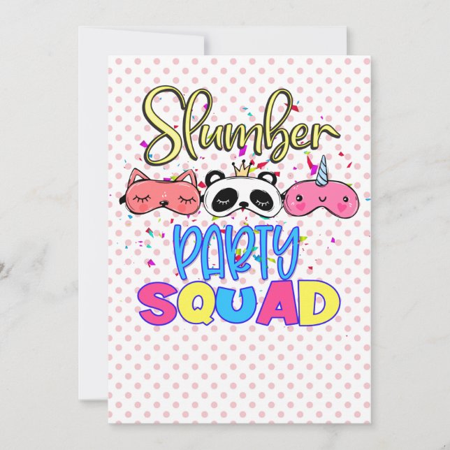 Slumber Party Squad Girls Pyjamas Matching  Invitation (Front)