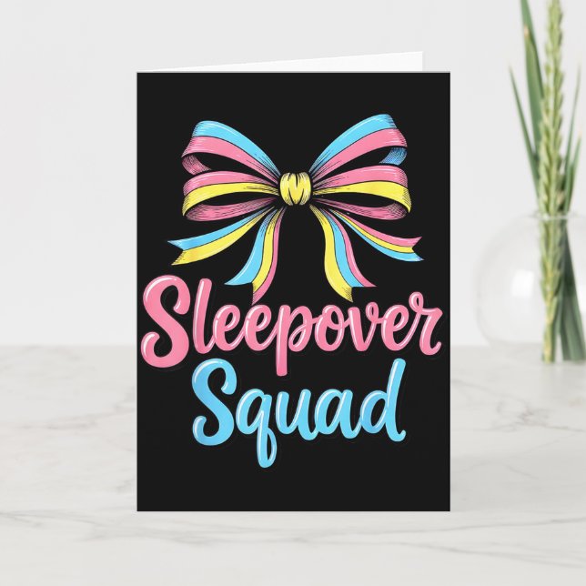 Slumber Party Squad Sleever Coquette Birthday Paja Card (Front)