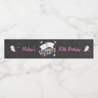 Slumber party Water bottle label Sleepover Feather