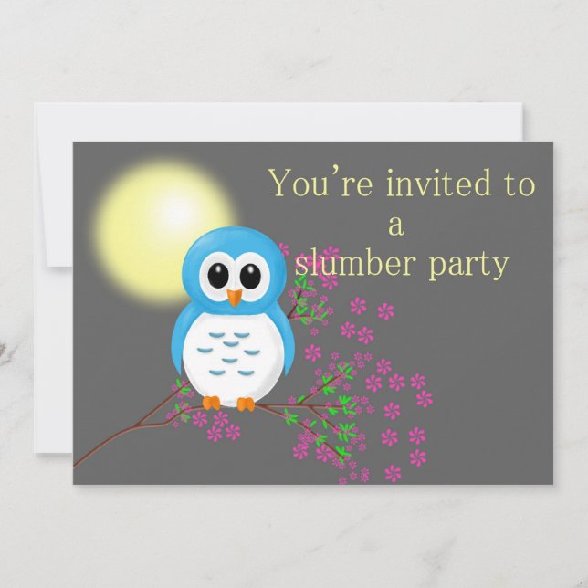 Slumber Party with Night Owl Invitation (Front)