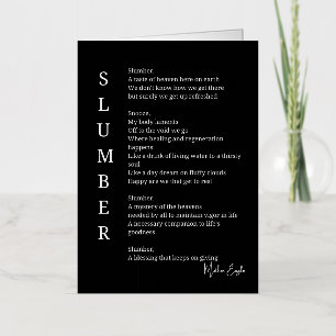Slumber sleep dream time poem  foil greeting card