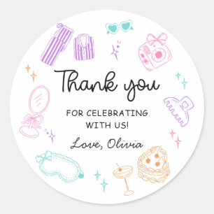 Slumber Sleepover Party Girl Birthday Classic Round Sticker
