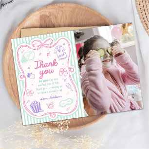 Slumber Sleepover Party Girl Birthday Photo Thank You Card