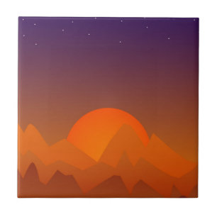 Slumbering Hills Southwest Landscape Art Sunset Tile