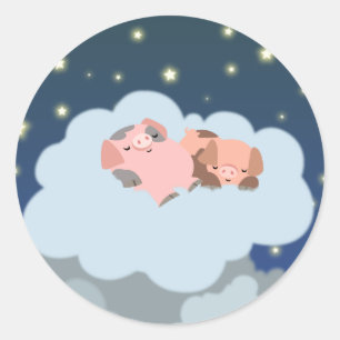 Slumbering Piglets cartoon sticker