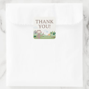 Slumberkins Bigfoot Thank You Square Sticker