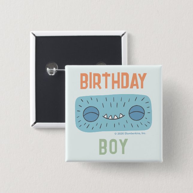 Slumberkins H ammerhead Birthday Boy 2 Inch Square Button (Front & Back)