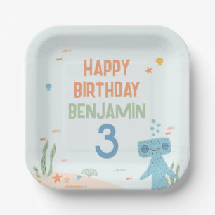 Slumberkins Hammerhead Birthday Paper Plate