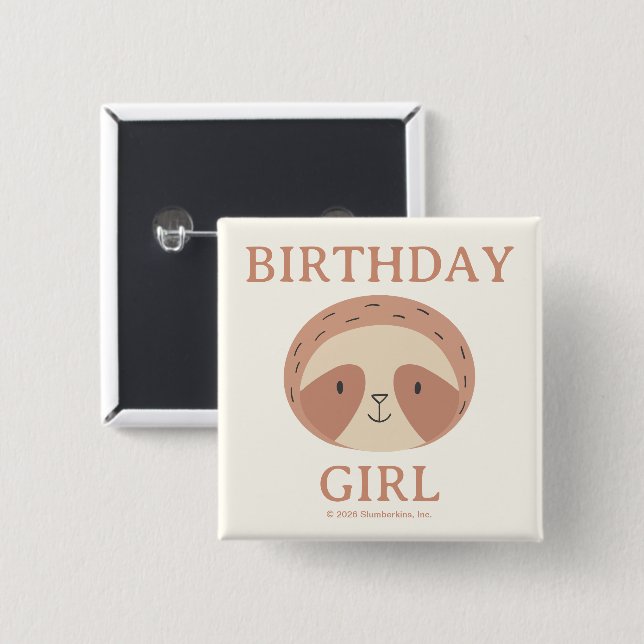 Slumberkins Sloth Birthday Boy 2 Inch Square Button (Front & Back)