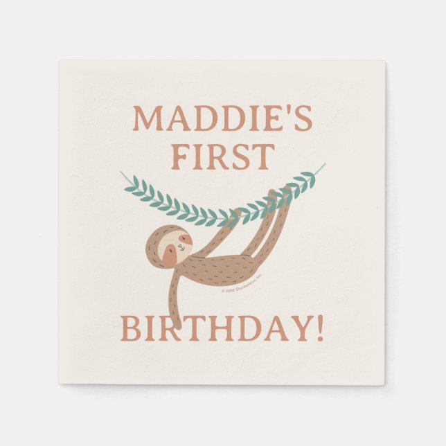 Slumberkins Sloth Birthday Napkin (Front)