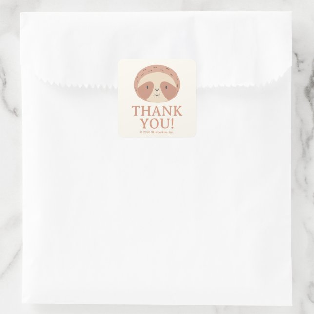 Slumberkins Sloth Thank You Square Sticker (Bag)