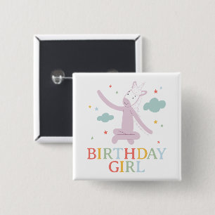 Slumberkins Unicorn Birthday Girl 2 Inch Square Button