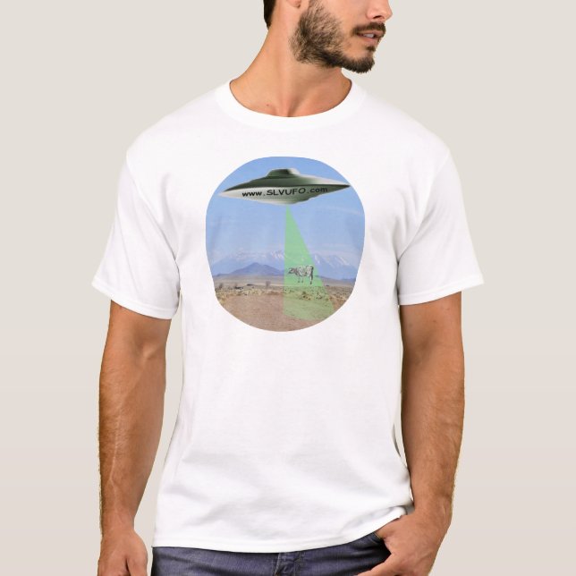 SLV UFO T-Shirt with UFO Beaming up Cow (Front)