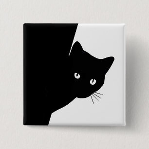 Sly Black Cat 2 Inch Square Button
