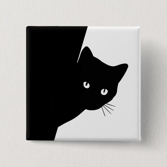 Sly Black Cat 2 Inch Square Button (Front)