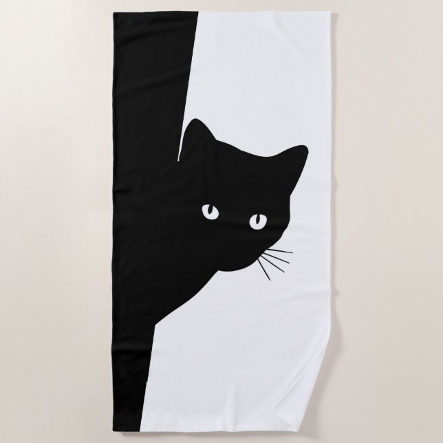 Sly Black Cat Beach Towel (Front)