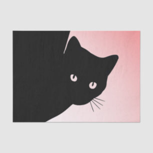 Sly Black Cat Happy Birthday Year and Name Tissue Paper